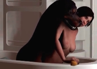 3D zoophile fucked by a slender dog